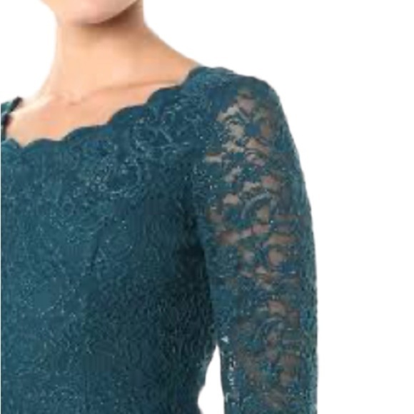 Dress By Choice California Green Lace See Thru Tie Back Sz 5 Long Sleeve - Picture 1 of 9